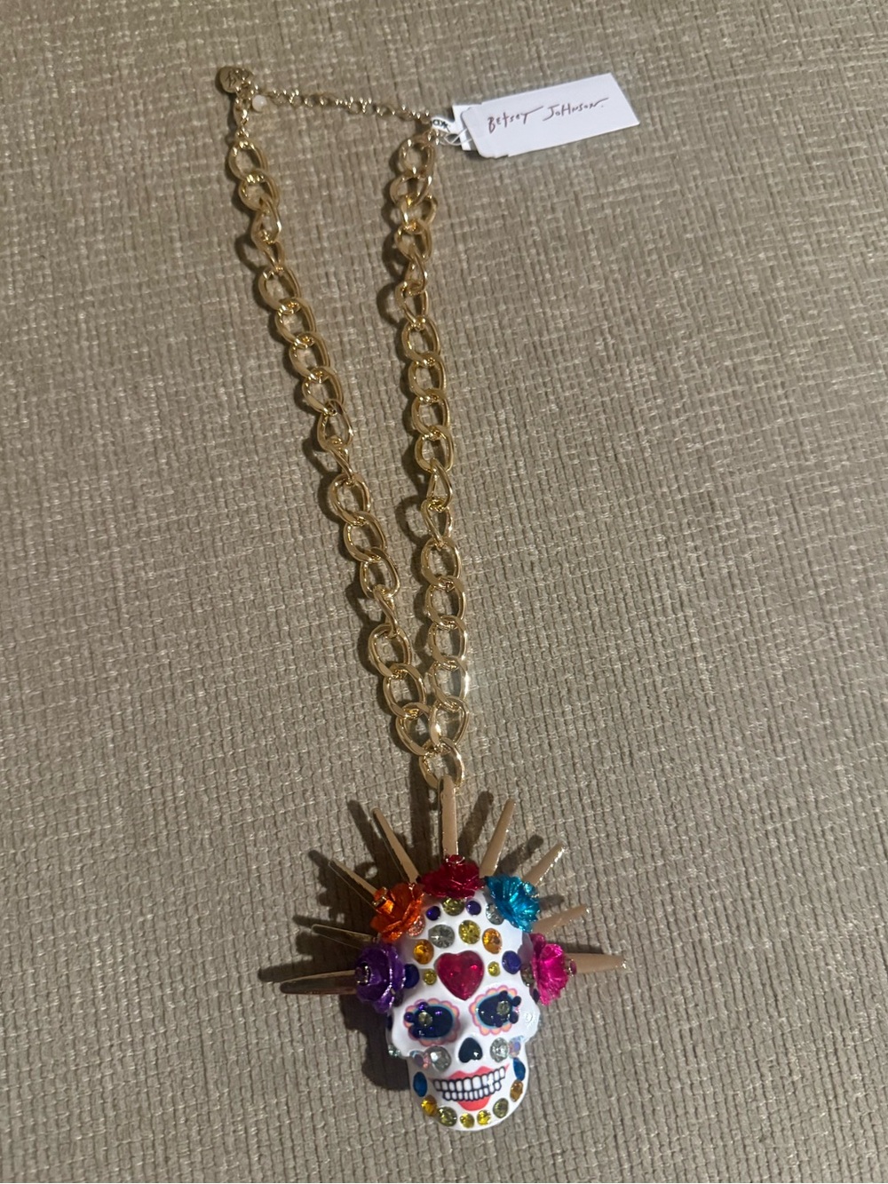 ONE DAY SPECIAL SHIP & SALE Betsey Johnson FauxStone Sugar Skull Bride Necklace
